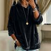 Women'S Solid Color Velvet Hoodie Oversize Long Sleeve Sweatshirt With Pockets Casual Loungewear Cozy Pullover Top