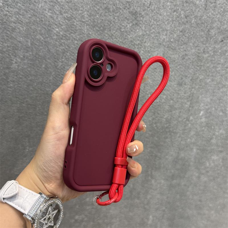 Candy Color Soft Silicone Rubber Case for iPhone 16 15 14 Plus 13 12 11 Pro Max Matte Shockproof Camera Protection Strap Cover