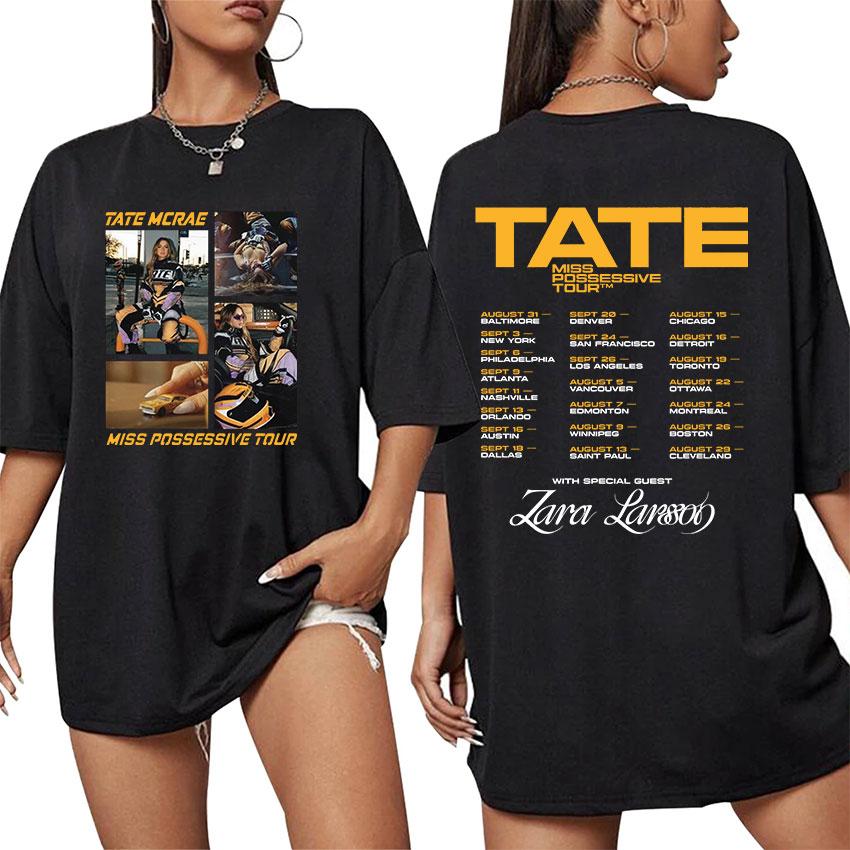 

Tate McRae Miss Possessive Tour 2025 Graphic T Shirts Men Women Fashion Oversized Cotton T-Shirt Retro Harajuku Tshirt Fans G... S