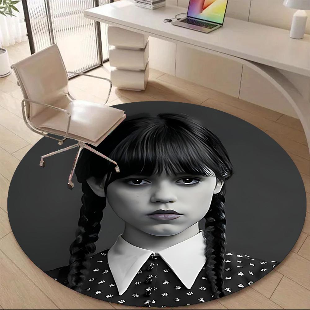 1PC Wednesday Addams Office Round Area Rug, Indoor Mat Suitable For Office, Under Office Chairs Bedroom Living Room Home Decor, Room Deco110