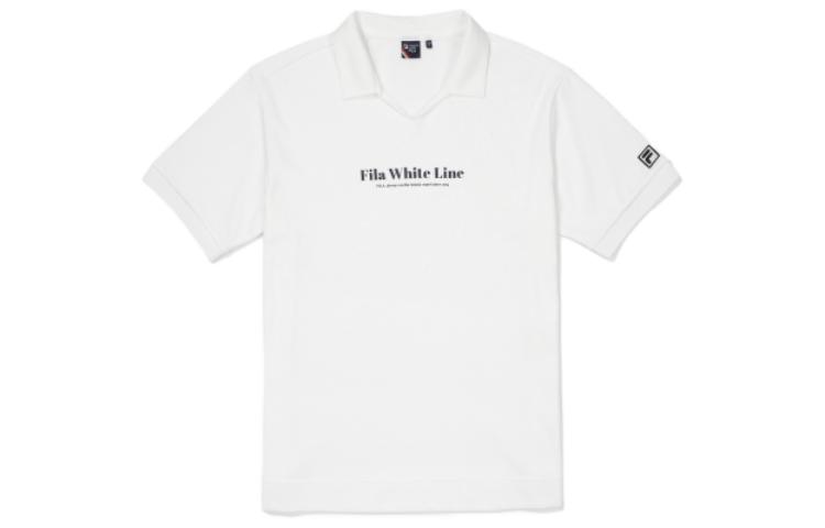 Men's FILA Polo Shirts Men's White Polo Collar Moderate Straight Fit