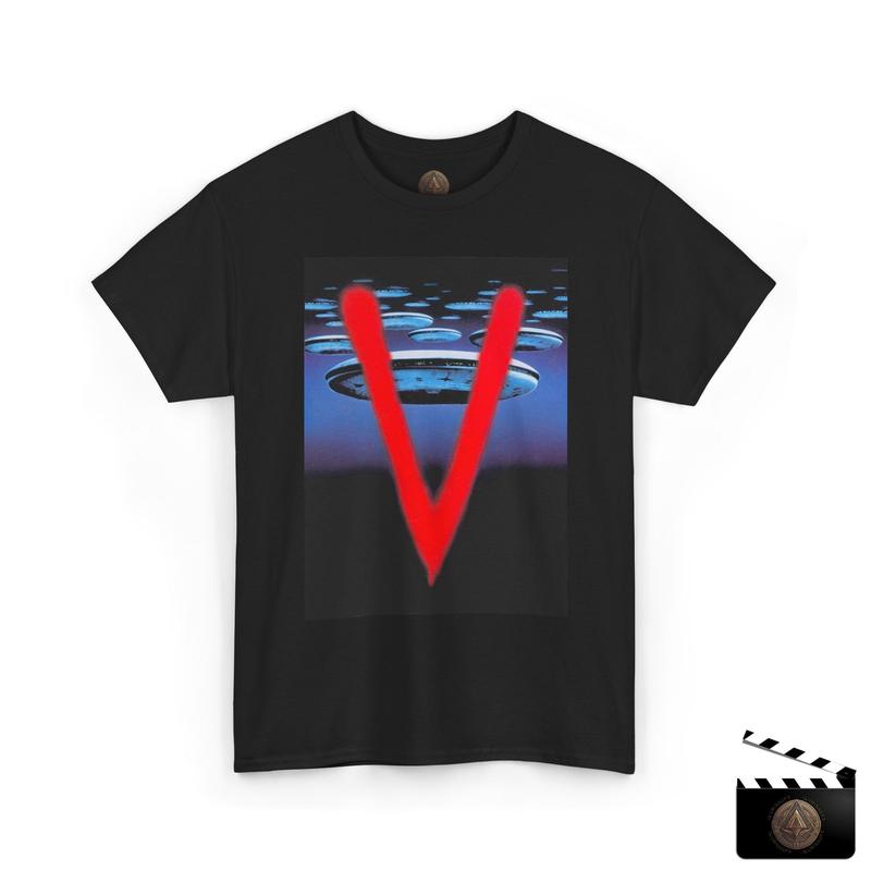 

V UFO T-Shirt For Unisex, Retro Visitors TV Show Tee, 80s Collectible TShirt S