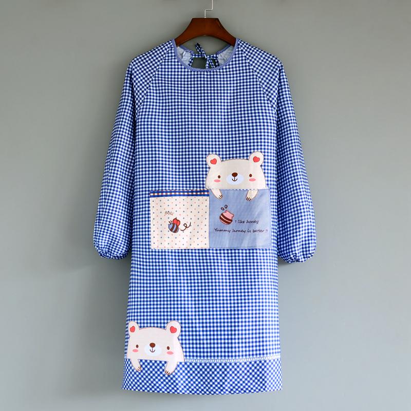 Korean Style Long Sleeve Oil-Proof Cotton Apron for Women and Men – Cute and Fashionable Kitchen Smock for Summer