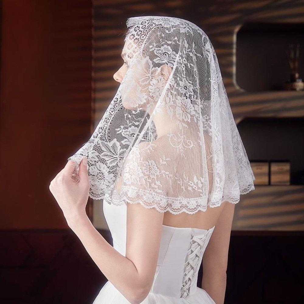 88×58cm Hijab Lace Veil Short Lace Headwrap Bridal Veils Wedding Bridal Headpiece Accessories