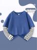 Boys' Striped Patchwork Cotton Long-Sleeve T-Shirt - 2025 Autumn Fashion