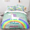 Unicorn Duvet Cover Set Twin Size White Unicorn Bedding Set Girls Kids 3D Purple Gifts for Children Teens Polyester Bedding Set