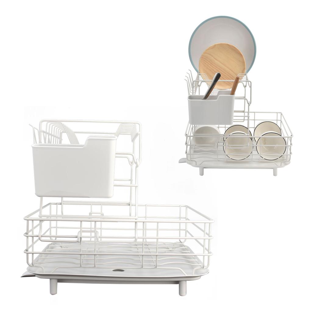 Escorredor de Louça Dupla Camada Escorredor de Pratos Bancada Porta Talheres Porta Hashis para Cozinha