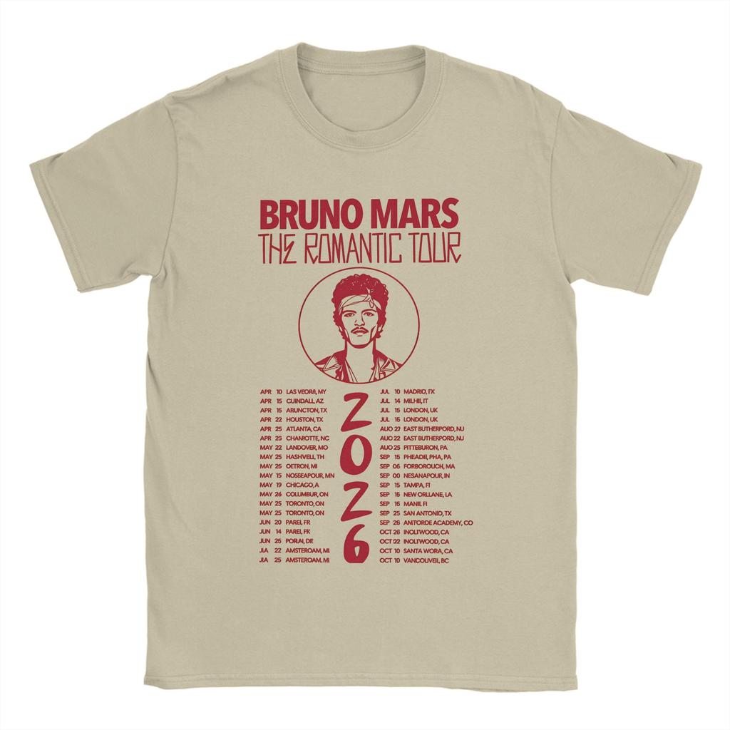 Bruno Mars The Romantic Tour 2026 Men T Shirt  Novelty Tee Shirt Short Sleeve Round Neck TShirts Cotton Gift Idea Clothing