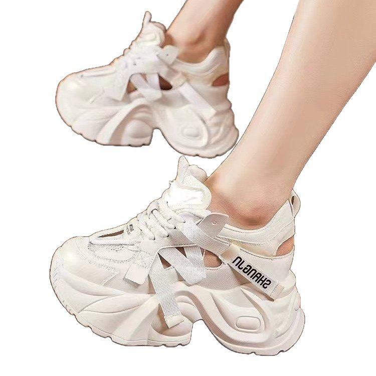 Inner heightening dad shoes women's new autumn hollow hole shoes platform women's shoes fashionable versatile casual sandals