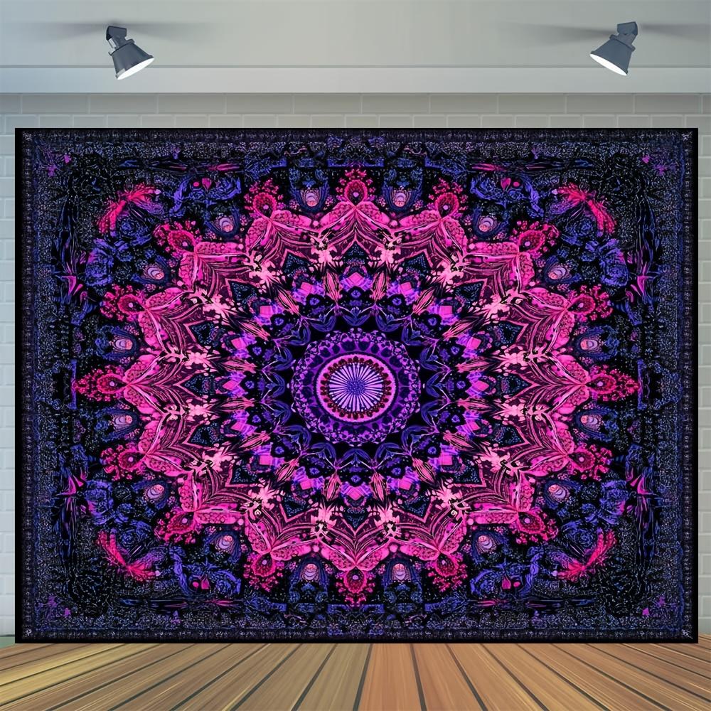 1 sztuka, żywy gobelin Mandala w stylu boho - wzory niebieskie i czerwone, odpowiedni do dekoracji wewnątrz/na zewnątrz