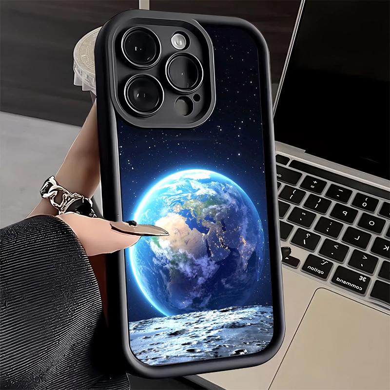Phone Case for iPhone 17 Air 16E 15 16 Pro Max Earth Stars Space Universe Cover 14 Plus 13 12 Mini Soft Shell Silicone Fundas