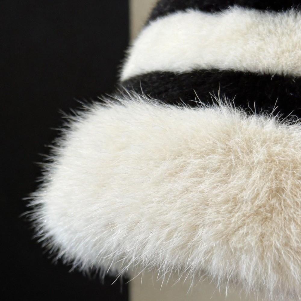 Wide Brim Fur Bucket Hat Faux Fur Striped Fisherman Cap Fashion Plush Hat  Winter