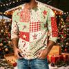 Men's Casual Shirt with Three-Quarter Raglan Sleeves Christmas Print