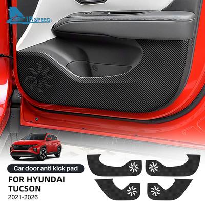 Door Anti-kick Pad For For Hyundai Tucson 2024 2025 2026 LHD RHD Car Leather Carbon Mat Interior Trim Accessories