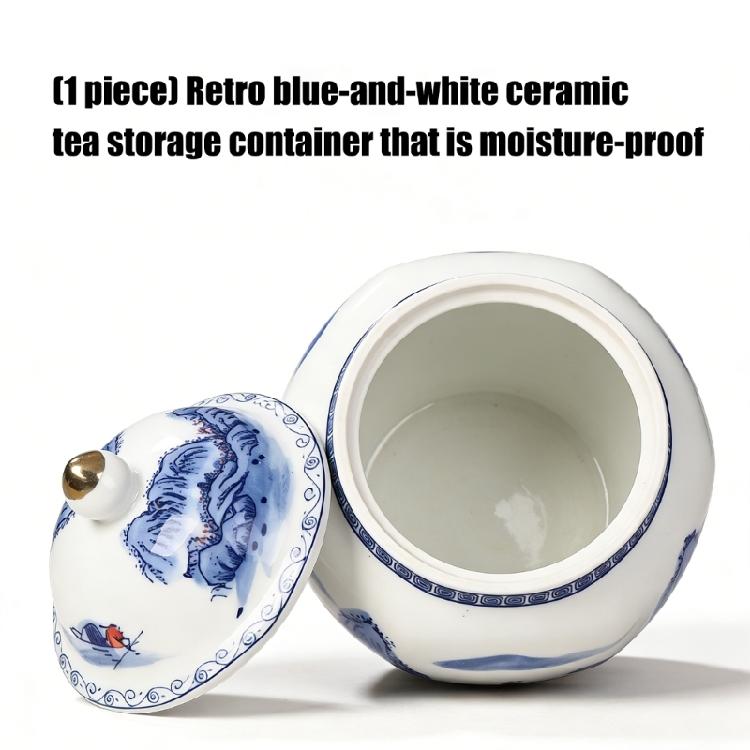 Premium Glazed Ceramic Tea Jar Featuring Dateless Blue Print Doubles As Fascinating Countertop Display Piece