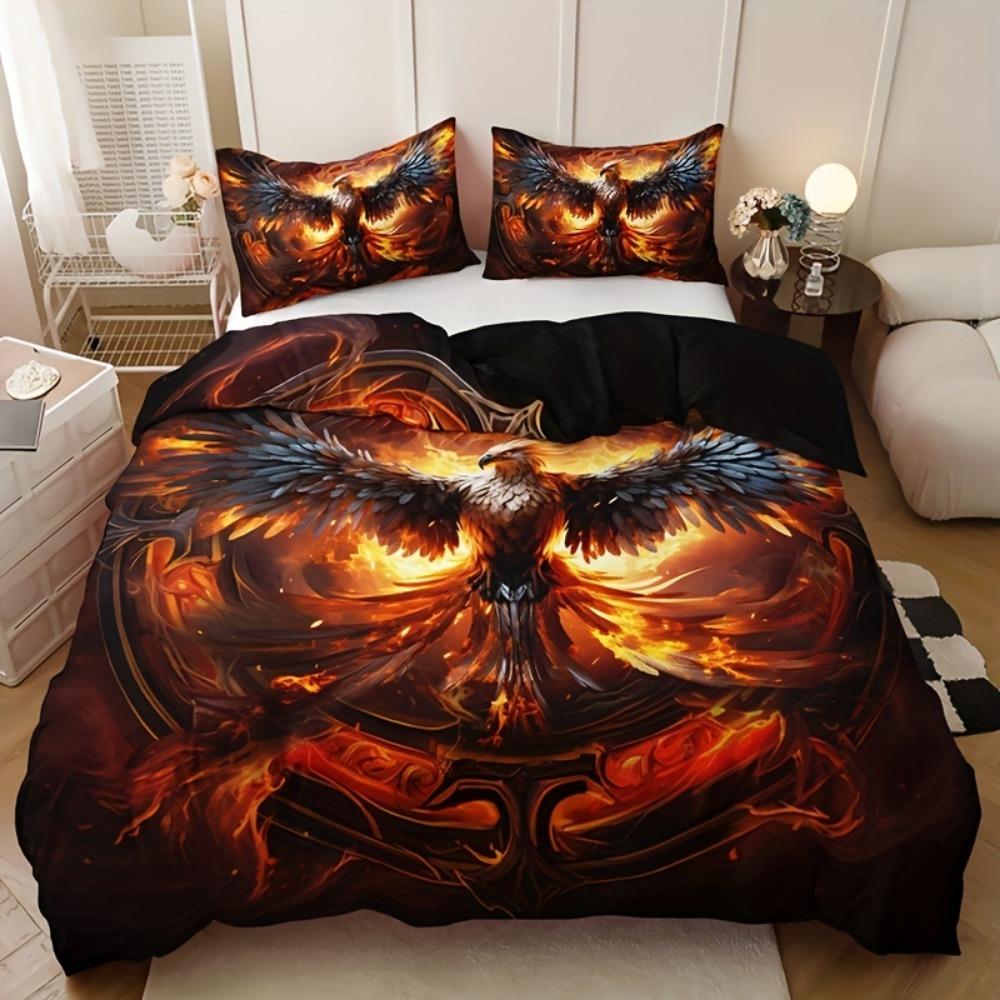 

Comforter 3Pcs Bedding Set Fire Bird 3D Print Cozy King Queen Twin Single Size Birthday Gift For Adult Kids Bedroom Decor Comforter (quilt)-EU Single(135*200cm)3pcs