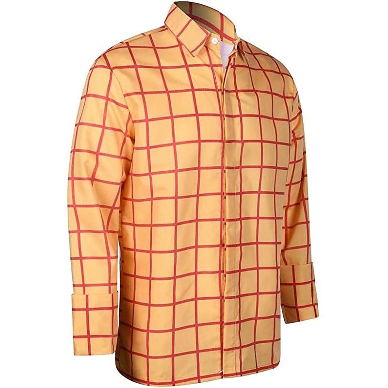 Camisa de Manga Larga para Hombre Casual Cuadros Color Verano Impresión 3D Camisa con Cuello Solapa Verano Nueva Moda Ropa Casual para Hombre Unisex Tops