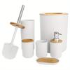 6pcs Bathroom Accessories Bathroom Trash Can Toilet Brush Set Toothbrush Cup Lotion Bottle Soap Box with Pump