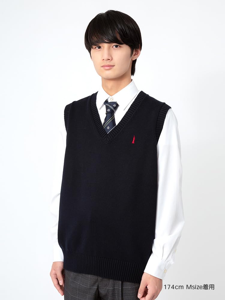 Sweater Vest Cotton Vest 4206302 X Navy [East Boy] Men's <7G> Men's Off-White (900)
