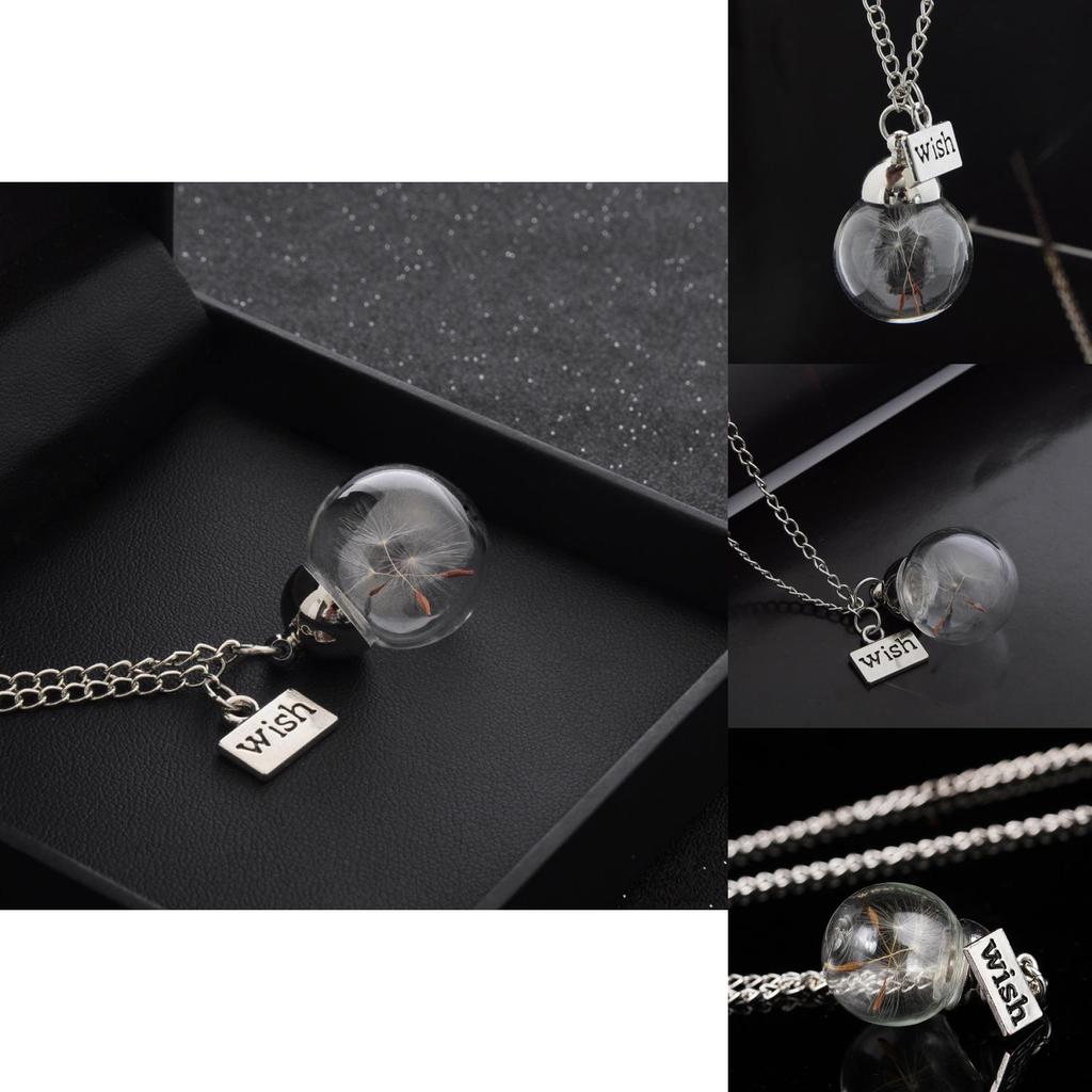 Stunning Geometric Style Crystal Glass Dome Diy Dandelion Necklace For Everyone