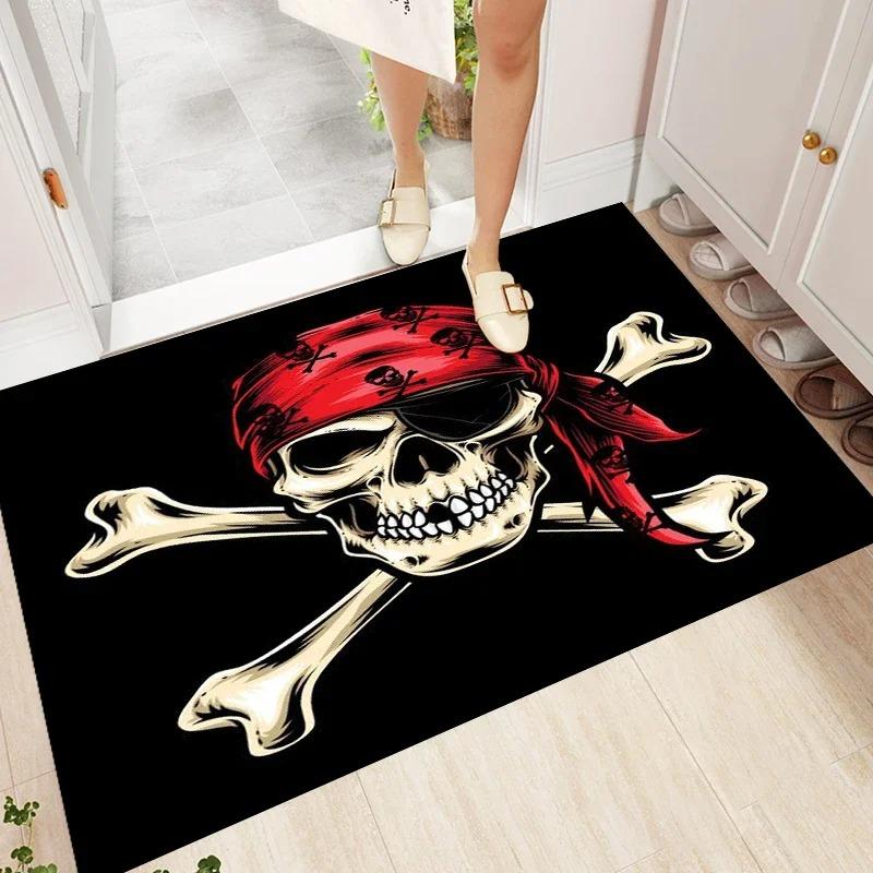 

Skull Art Rugs And Carpets For Home Living Room Bedroom Decoration Area Rug Doormat Kitchen Bathroom Non-Slip Mat Cartoon Rugs 40X60cm