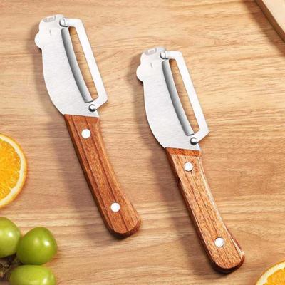 Gemüseschäler mit Holzgriff Edelstahlklinge 2-in-1 Obstschäler Und Flaschenöffner für Kartoffeln Karotten Zitrusfrüchte Schnelles Schäler Werkzeug