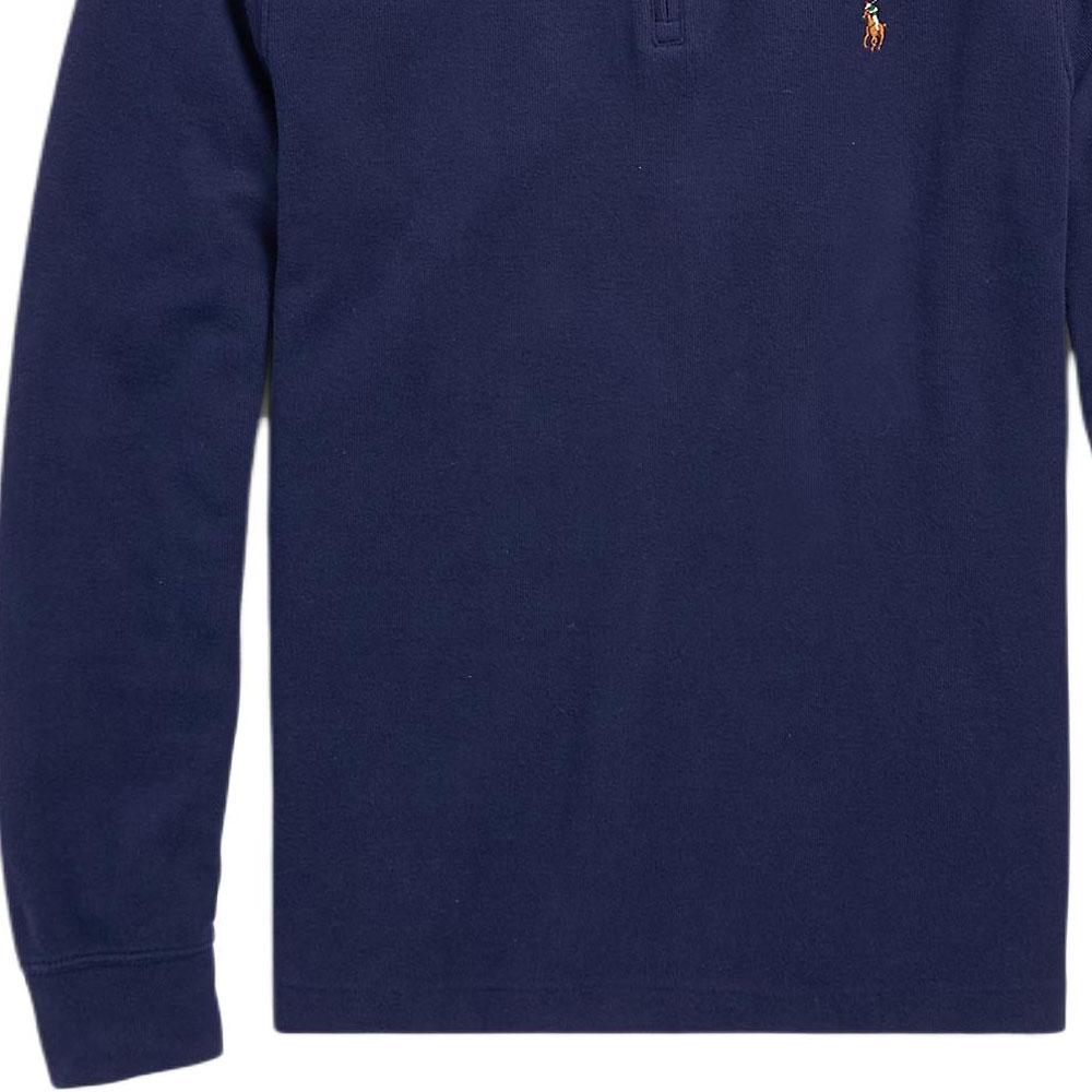 Polo Ralph Lauren Small Pony Logo Embroidered Half-Zip Knit Long Sleeve Sweatshirt Men sweatshirt Navy-Blue MNPOKNI16820139-410