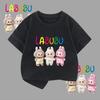 Labubu Roztomilé Kreslené 3D Potisk Dětské Tričko Kawaii Dětské Tričko Chlapci Dívky Tričko Legrační Oblečení Top