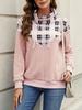 Autumn New Women's Top Printed Long Sleeved Patchwork Round Neck Hooded Pocket Sweatshirt for Women
