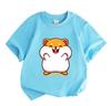 Cute Chubby Cartoon Hamster Print Kids 100% Cotton O-neck Short Sleeve T-Shirt, Casual Soft Breathable Tee for Boys Girls Comfortable Daily Summer Top