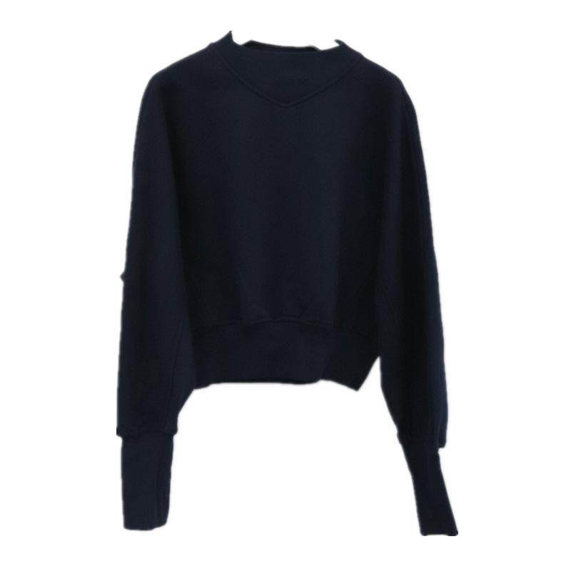 

Женская толстовка в корейском стиле Осень 2025 с полувысоким воротником, однотонная, приталенная One Size