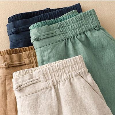Damenmode Lässige Baggy Lange Hose Weites Bein Elastischer Bund Baumwolle Leinen Schlaghose Yoga Hose Übergröße