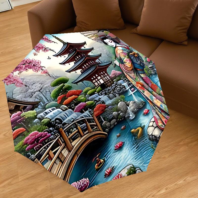 1PC Geisha Umbrella Umbrella-8-Rib Reinforced, Automatic Open, Lightweight & Durable, Cute Fashion Accessory for Outdoor-P2699