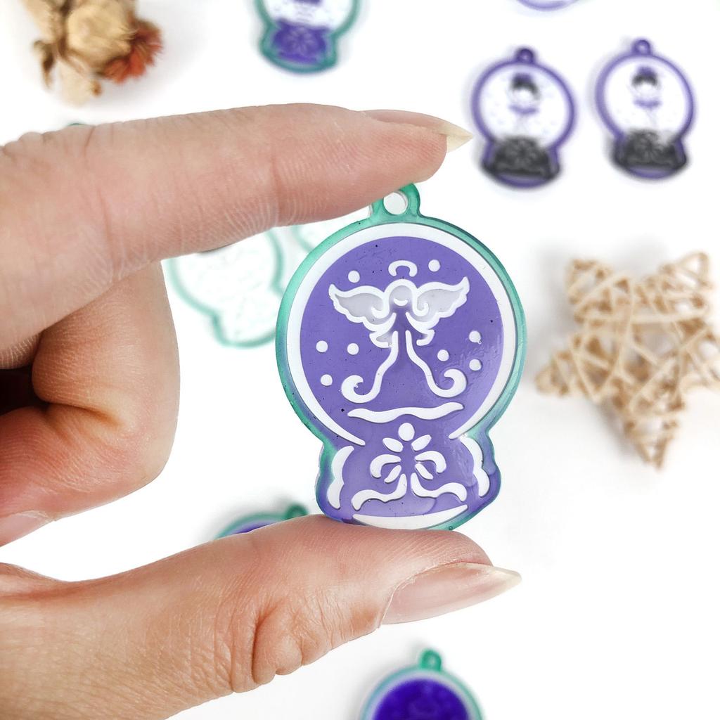 6 Stück Glänzende Silikonharzformen Kristallkugel Schlüsselanhängerform DIY Anhänger Ornamente Ohrringe Epoxidharz Bastelform