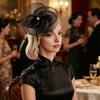 Women Fascinators Hat Headband Base Design Stable Non-Slip Lightweight Mesh Flower Shape Headgear Tea Party Hat Accessories