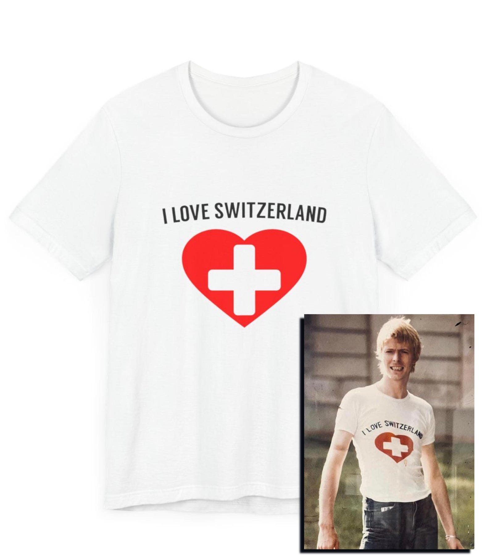 I Love Switzerland Worn By A Classic Rock God, Starman T-Shirt, English Rock, Life On Mars, Classic Rock Gear, Classic Rock T-Shirt, Medical M