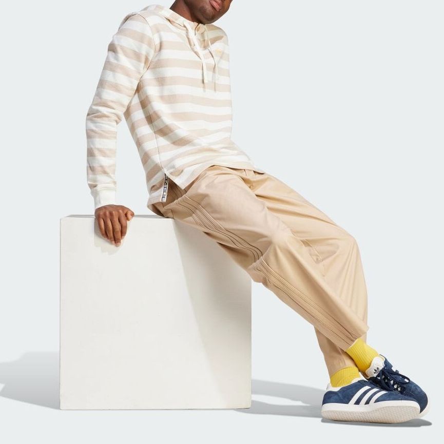 Adidas Originals Logo Print Mid-Rise Elastic Waist Straight Leg Solid Color Casual Pants Men Bottoms Phantom-Beige IR7584