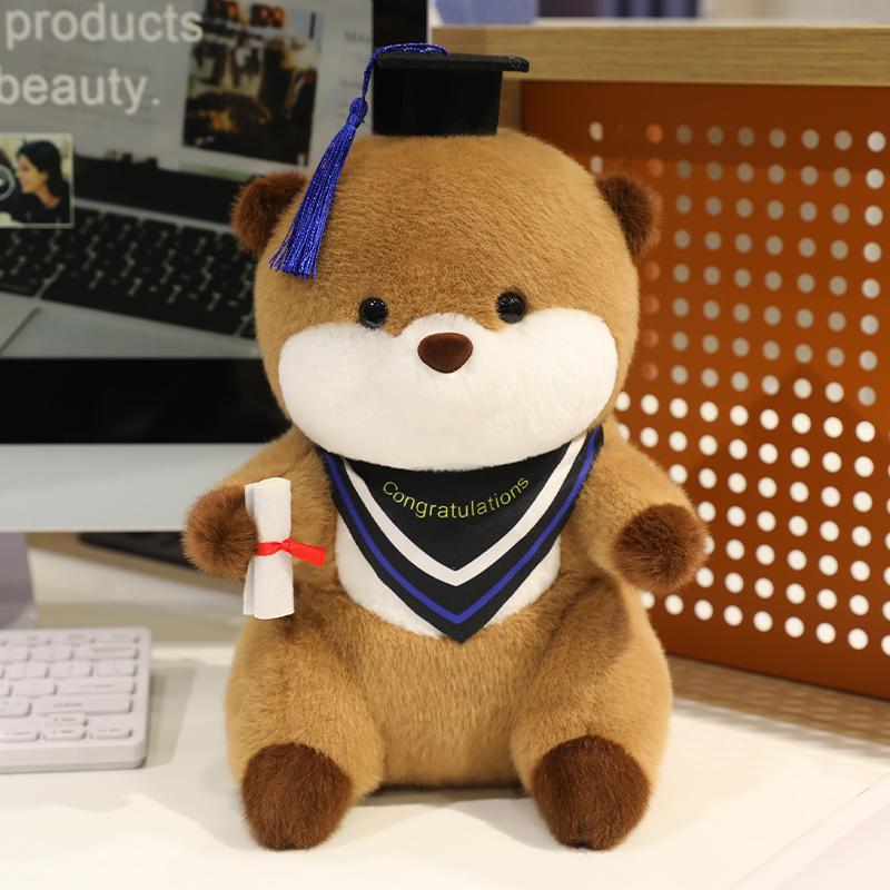 Creative 25cm Doctor Graduated Otter Animals Dolls Throw Pillow Funny Toys Dolls Cartoon Graduation Gifts for Students Decor