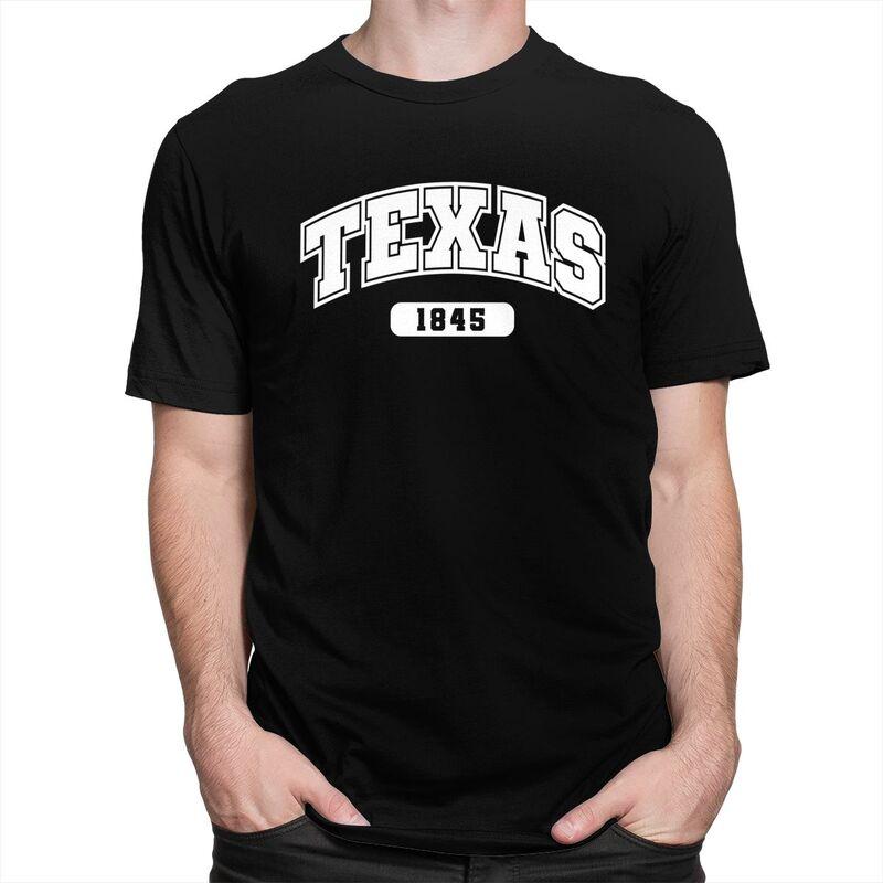 Texas Collegiate Style 1845 T Shirt for Men 100 Cotton Tshirts Humor Streetwaer Short Sleeve Tee Shirt Slim Fit Clothing