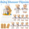 12-36 Sets 4.7Inch Teddy Bears Baby Shower Favors for Guests Mini Stuffed Plush Blue Teddy Bear With Cards Organza Bags