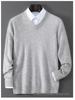 Men's Pure Wool V-Neck Sweater - Loose Fit, Plus Size, Cashmere Blend, Autumn/Winter Collection