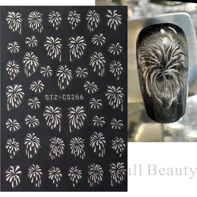 Nail Art Stickers, Japanese Romantic Laser Magic Gold And Silver Fireworks Bloom Adhesive Nail Stickers