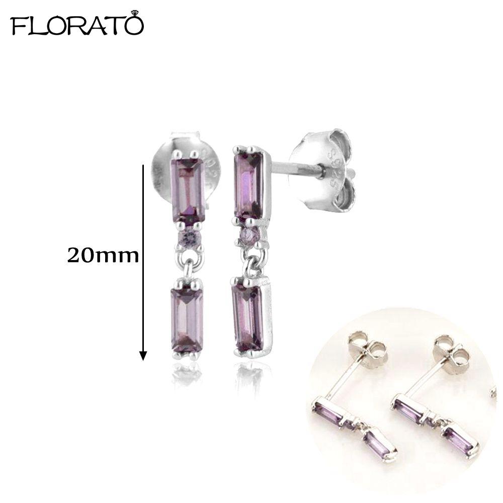 925 Silver Needle Elegant Purple Earrings Exquisite Small Hoop Earrings for Women Fashion Puncture Jewelry Accessories