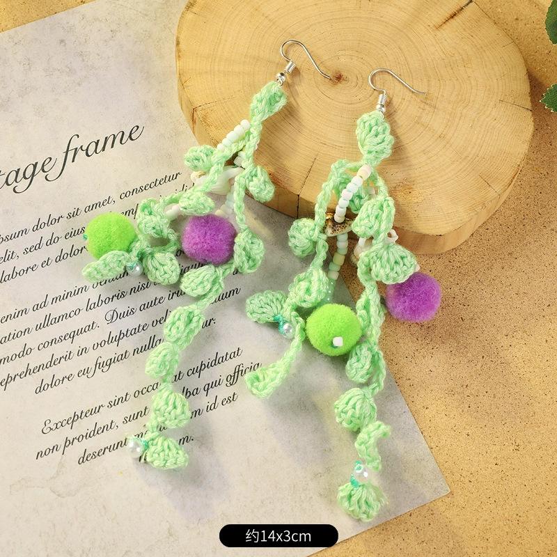 Bohemian retro earrings vacation long contrasting tassel personality temperament earrings women