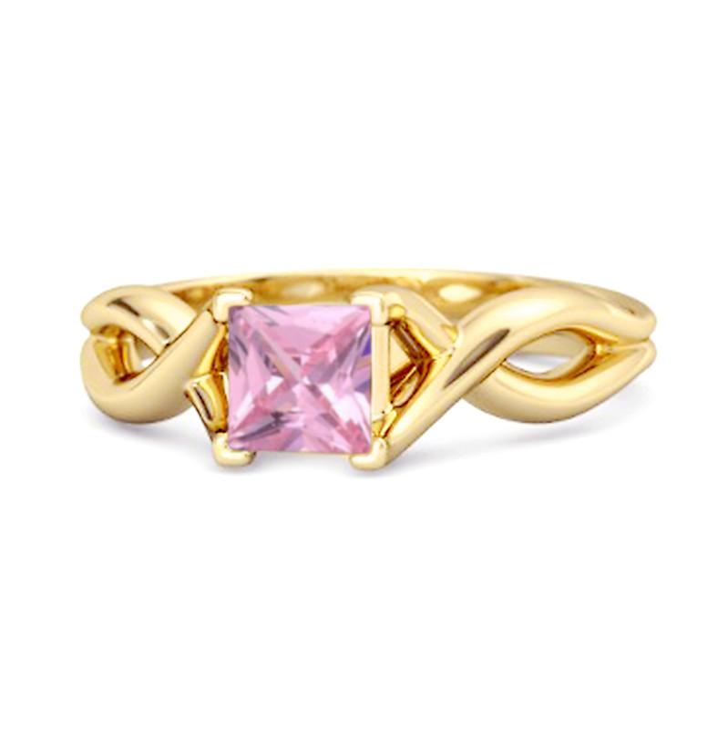 Pink Topaz Twisted Vine Band Ring -925 Sterling Silver Gold Vermeil 7