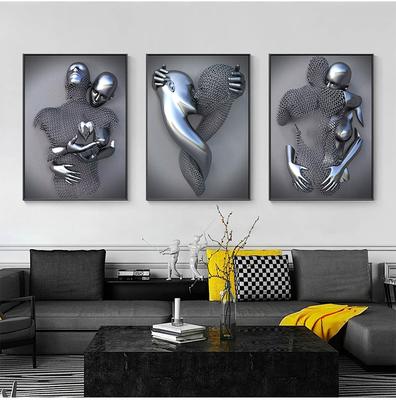 Metal Figure Statue Art Canvas Painting Romantic Lovers Posters and Prints Abstract Wall Pictures Modern Home Living Room Decor