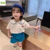 Girl Preppy Style Suit Baby Fruit Printed Short Sleeve Pants Children's Two-Piece Suit