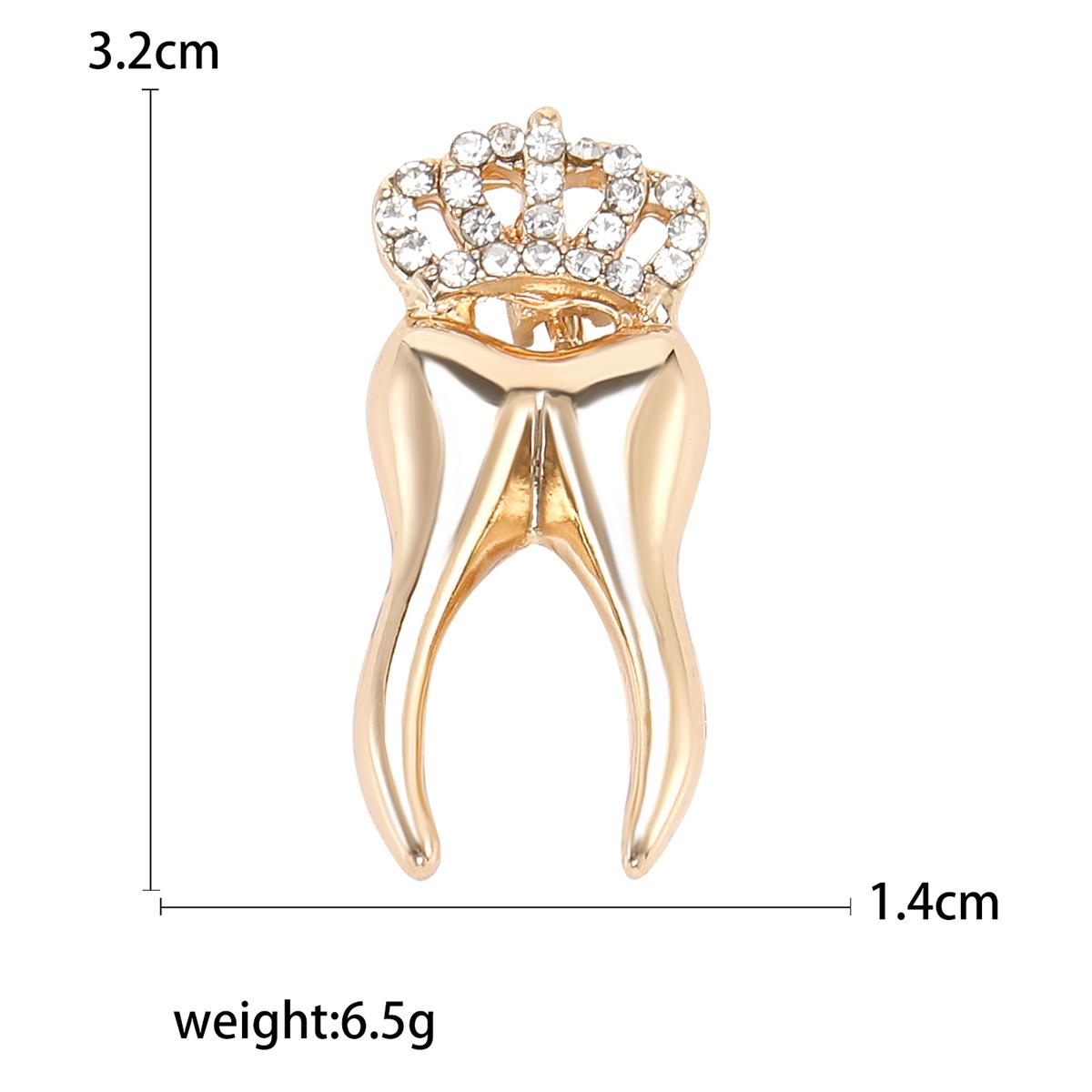 

Модная креативная брошь из сплава с бриллиантами в форме короны и зубов, индивидуальная универсальная мужская и женская одежда, корсаж, ювелирные изделия, булавка