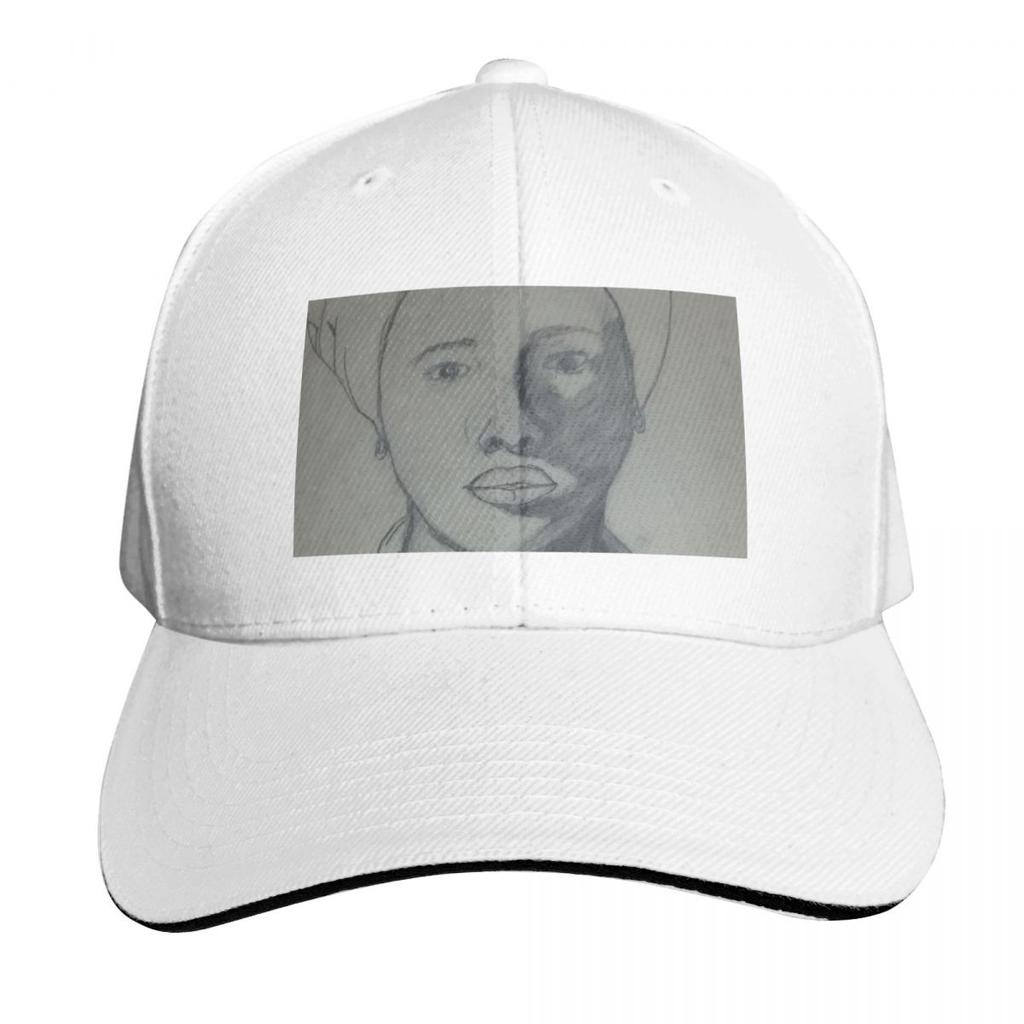 Woman Drawn With Charcoal Baseball Cap Snapback Flat Bill Strapback Dad Hat Six Panel Structured Crown