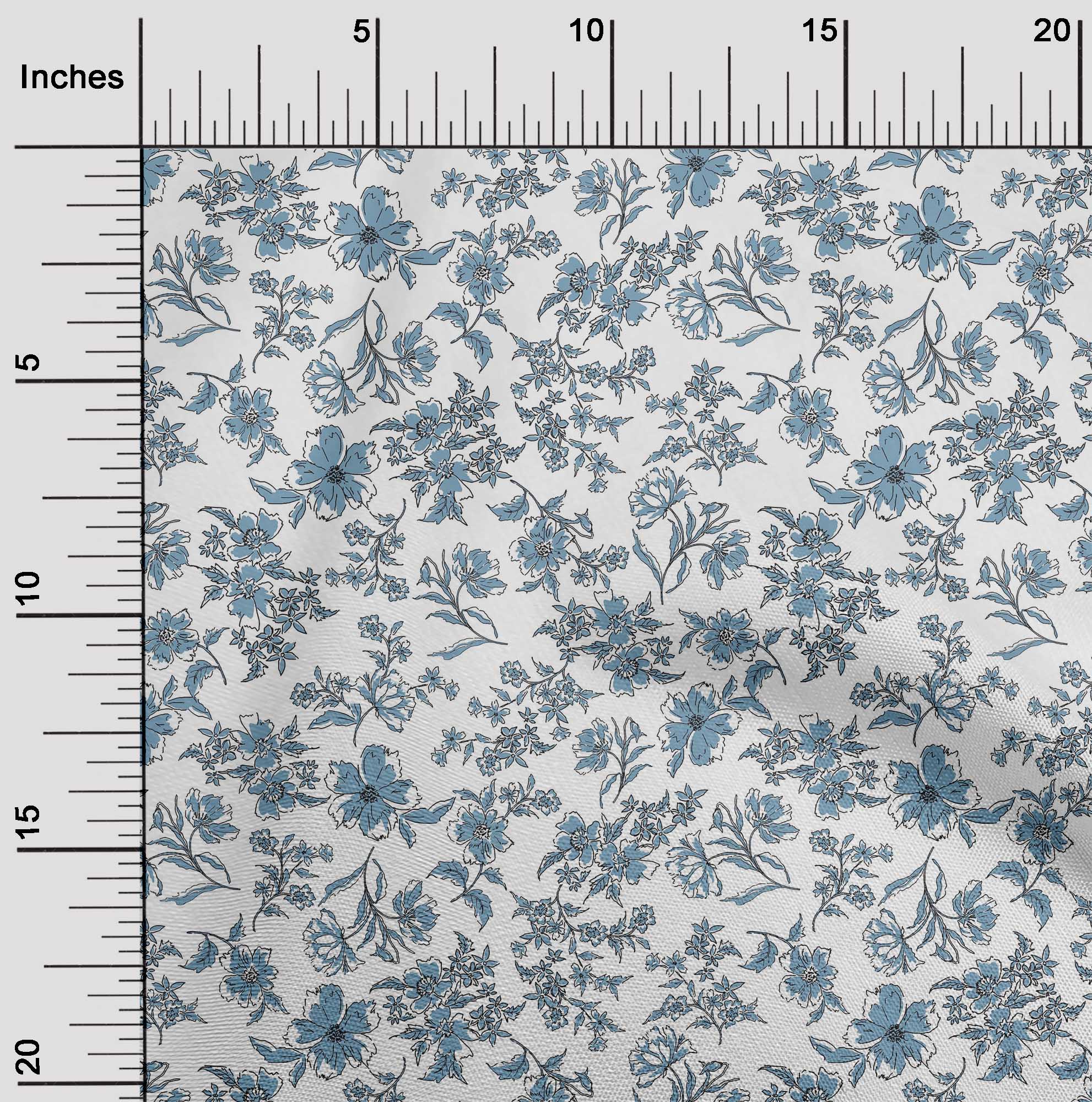 

oneOone Cotton Flex Gray Fabric Leaves & Floral Artistic Sewing Material Print Fabric By The Yard 40 Inch 42 Inch Wide - Viscose Chiffon білий